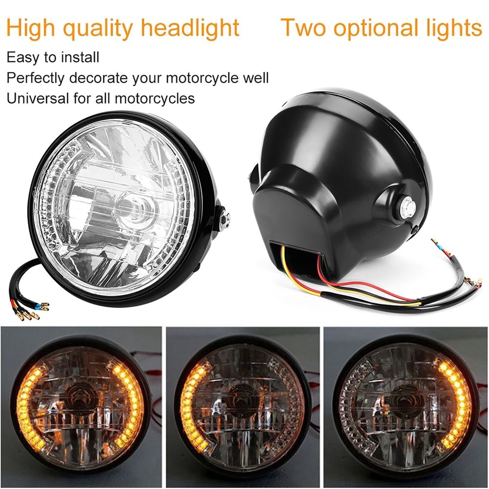 7in Motorcycle Headlamp Headlight Driving Turn Signal Light with Bracket