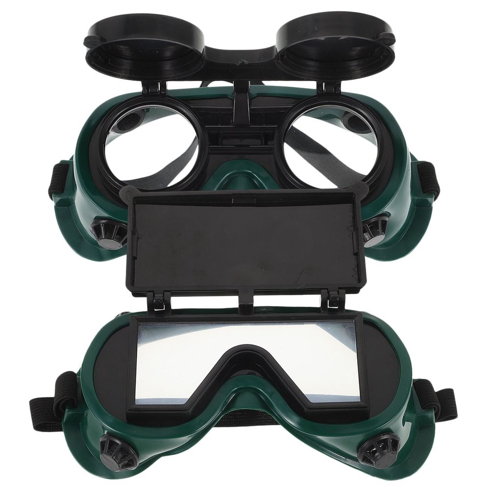 2Pcs Flip Up Welding Goggles Green with Anti Scratch Coating and Adjustable Headband