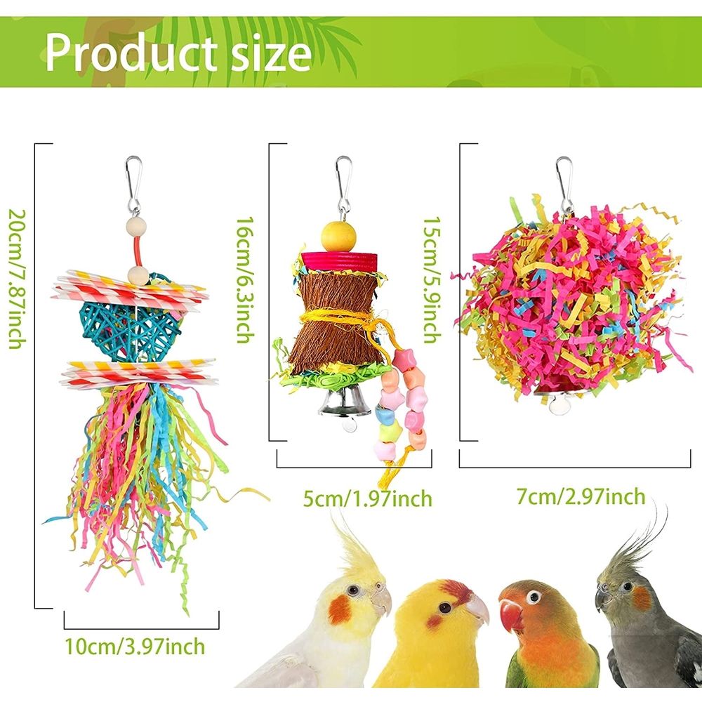 4 Pack Bird Shredder Toys Small Parrot Chewing Toys Parrot Cage Foraging Hanging Toy for Small Bird Parakeets Parrotlets Lovebirds CockatielsB