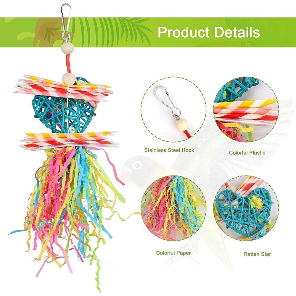4 Pack Bird Shredder Toys Small Parrot Chewing Toys Parrot Cage Foraging Hanging Toy for Small Bird Parakeets Parrotlets Lovebirds CockatielsB