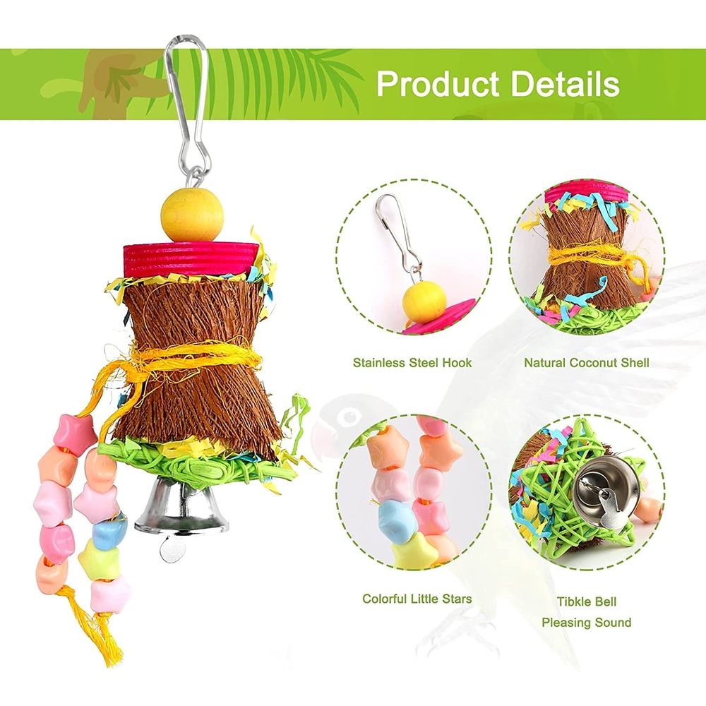 4 Pack Bird Shredder Toys Small Parrot Chewing Toys Parrot Cage Foraging Hanging Toy for Small Bird Parakeets Parrotlets Lovebirds CockatielsB