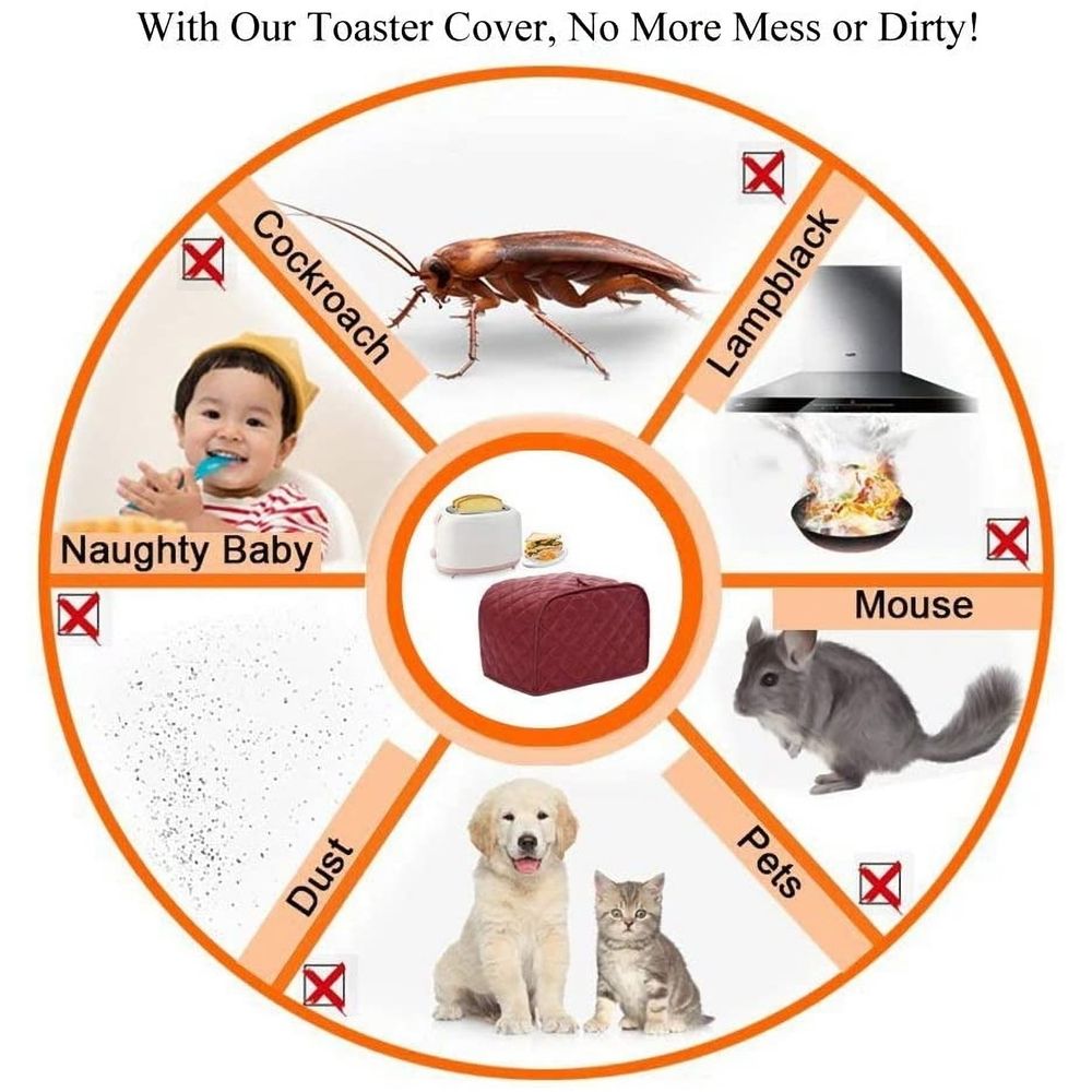 Toaster Cover, Quilted Toaster Cover Fits for Most Standard 2 slice Toasters, Universal Size Microwave Oven Dustproof Cover Women Gift