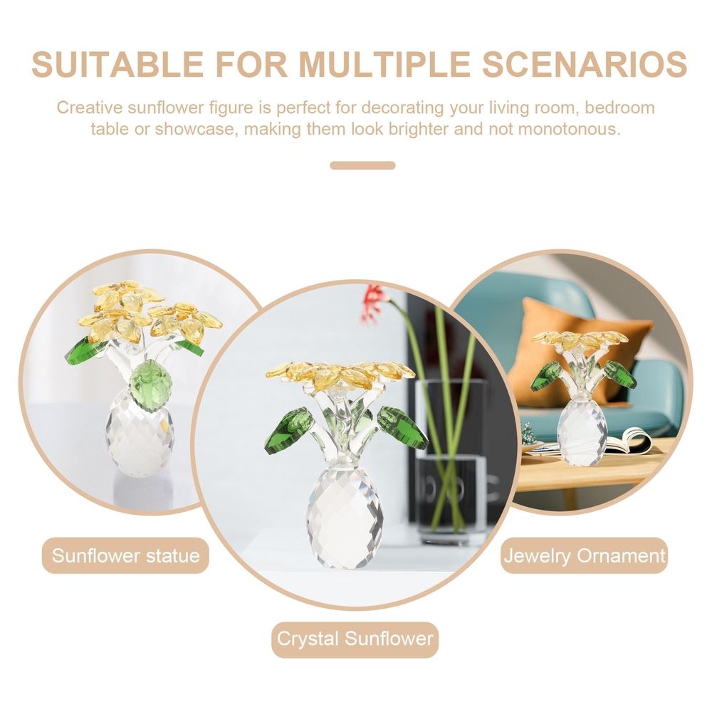 Sunflower Crystal Ornaments for Home and Office Decoration, Elegant Showcase Piece