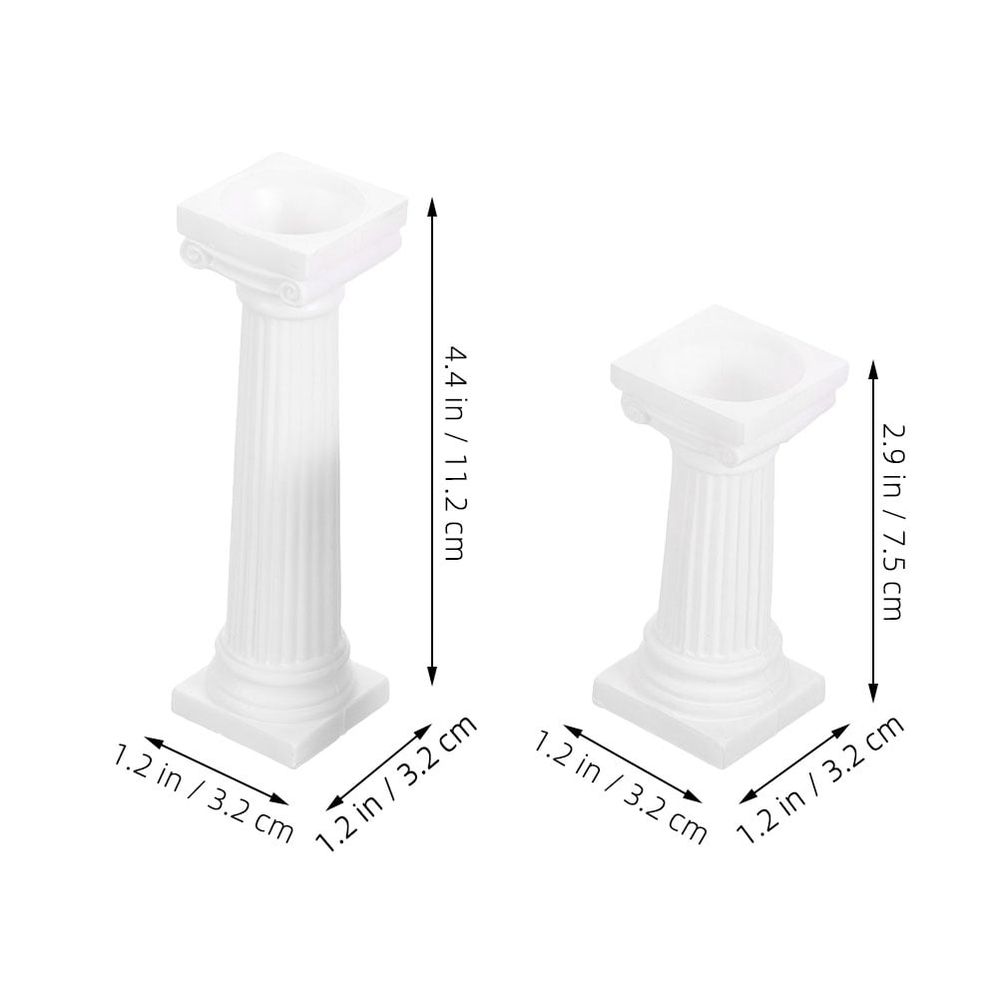 Set of 6 White Plastic Roman Pillar Sand Table Statues for Home Decor and Decorative Display