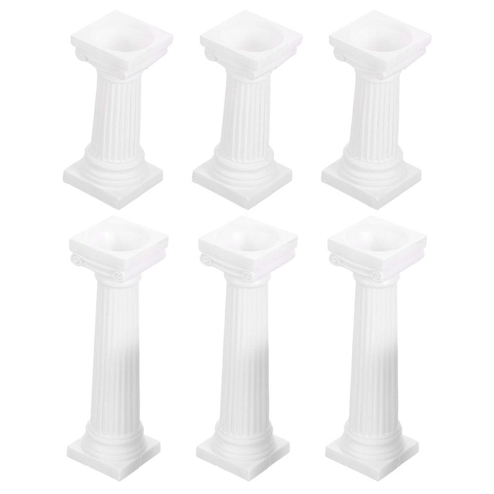 Set of 6 White Plastic Roman Pillar Sand Table Statues for Home Decor and Decorative Display