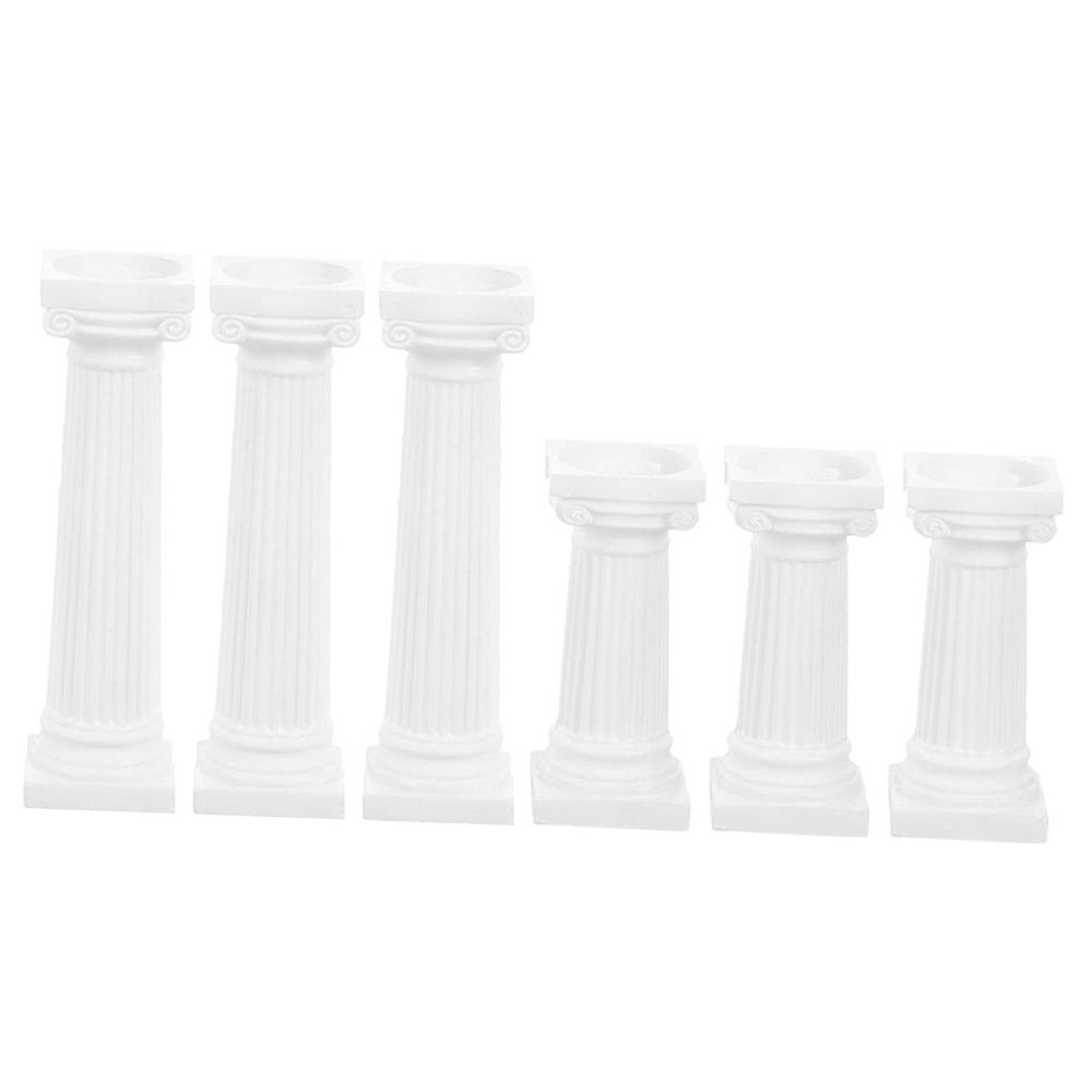 Set of 6 White Plastic Roman Pillar Sand Table Statues for Home Decor and Decorative Display