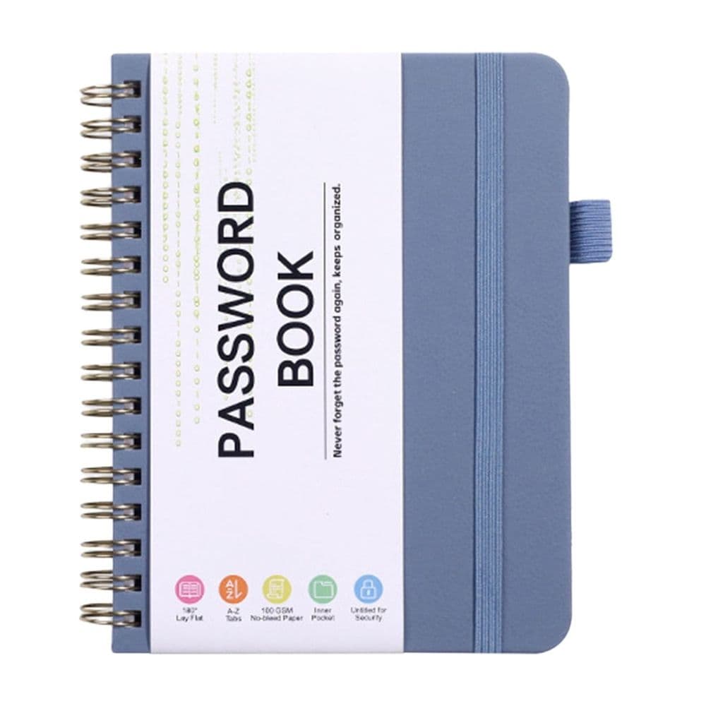 Spiral Password Book, Green 14X12 Cm Alphabet Label Internet Address Log, 1-Piece, Spiral Notebook, Password Book, Lockable Journal