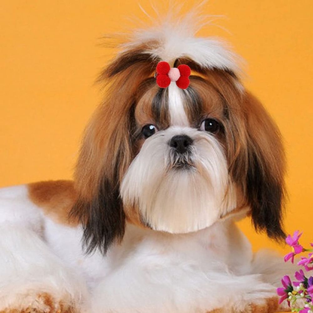 Dog Hair Clips,20Pcs Puppy Dog Small Bow Hair Barrettes Yorkie Dog Hair Clips Flower Dog Hair Clips for Valentine's Day St Patrick's Day Easter Pet Hair Clips Accessories (Random Color)