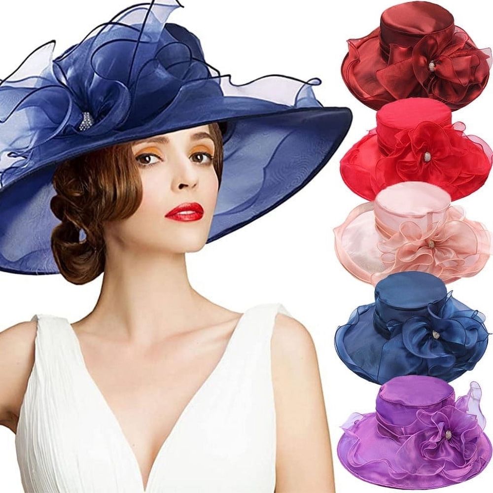 Women Derby Church Dress Hat Fascinators Floral Tea Party Bridal Wedding Organza Hats
