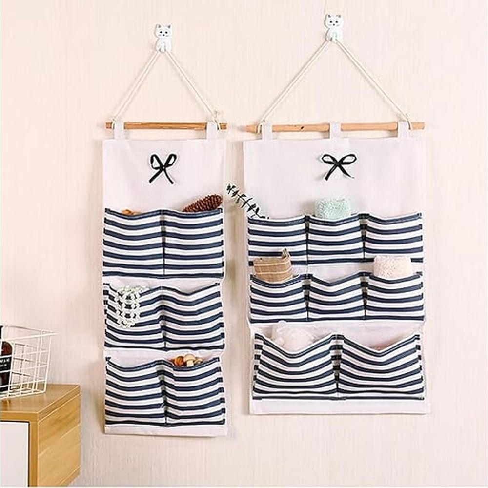 Hanging Pocket Organizer Wall Hanging Pocket Storage Bag 6/8 Pockets Over The Door Linen Cotton Fabric Waterproof Organizer Babyroom Bedroom Bathroom