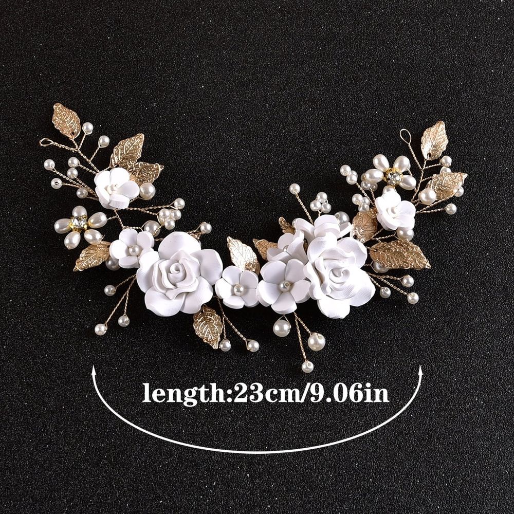 Flower Bride Wedding Hair Vine Pearl Bridal Headband Rhinestones Hair Breath Accessories for Women and Girls
