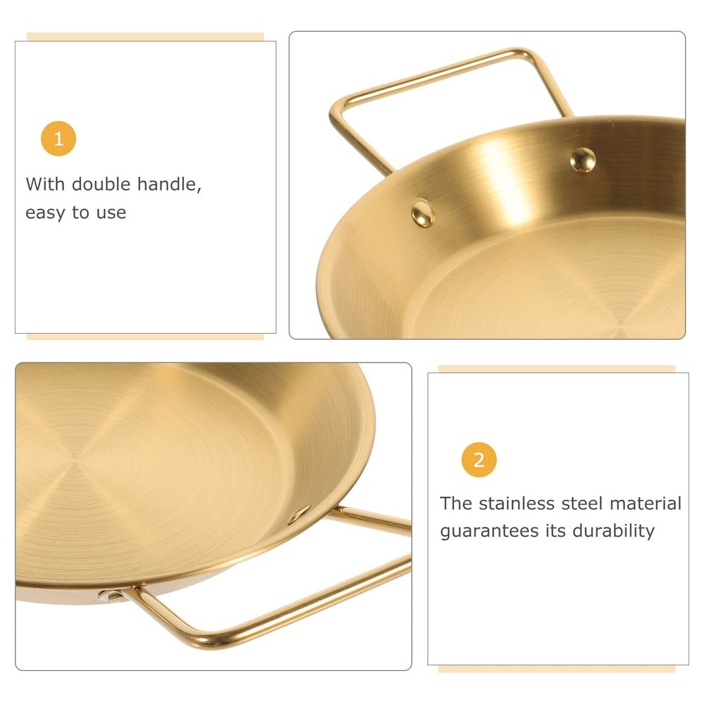 1Pack Large Stainless Steel Pan Frypan Golden Non-stick Cooking Tool for Home Use Adults