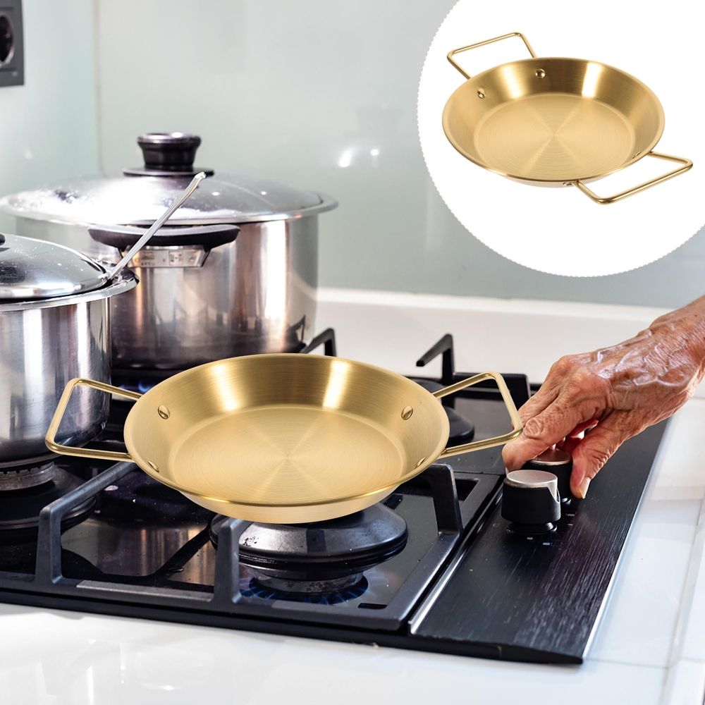 1Pack Large Stainless Steel Pan Frypan Golden Non-stick Cooking Tool for Home Use Adults