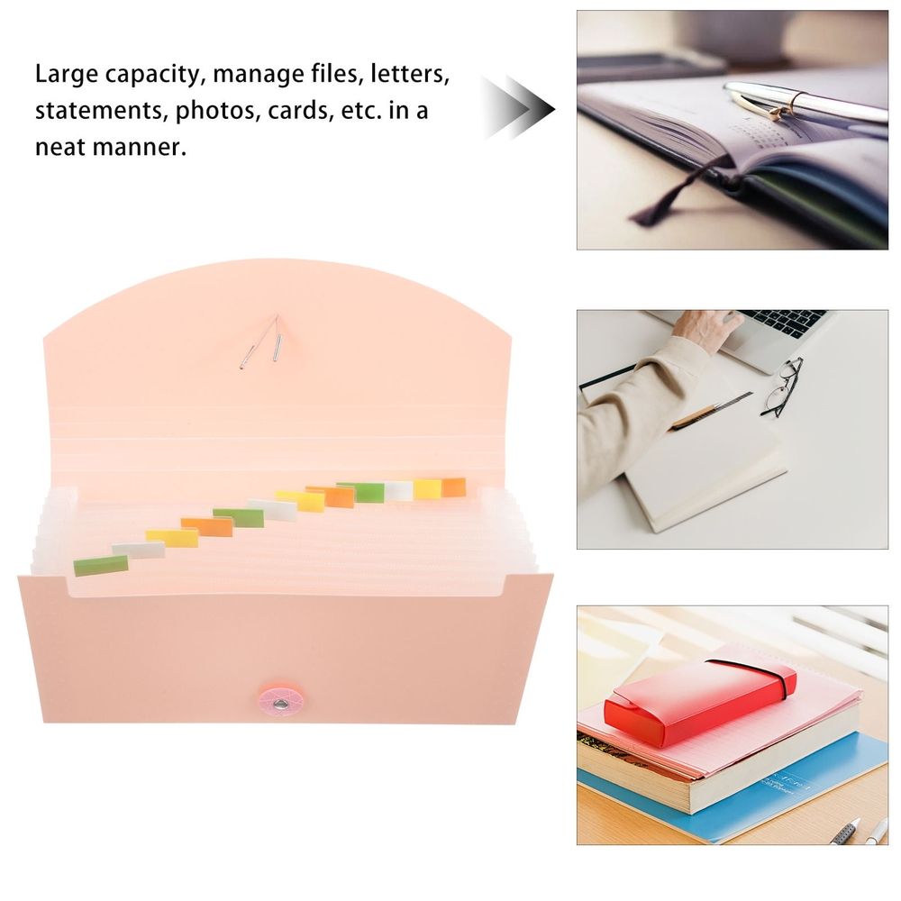 Plastic Receipt Organizer Box with Simple Pouch for School and Office Use, 1 Set
