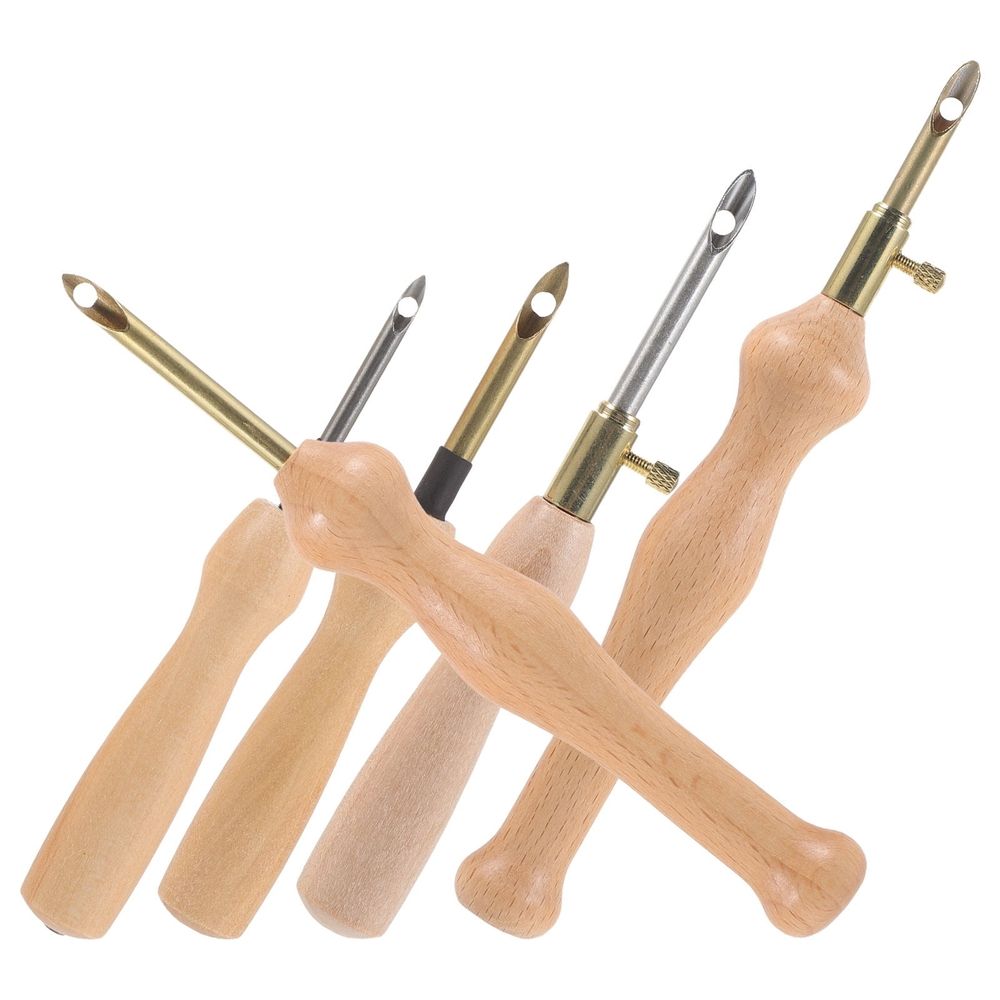 Sewing Embroidery Punch Needle 5pcs Wood Assorted Color Beginners