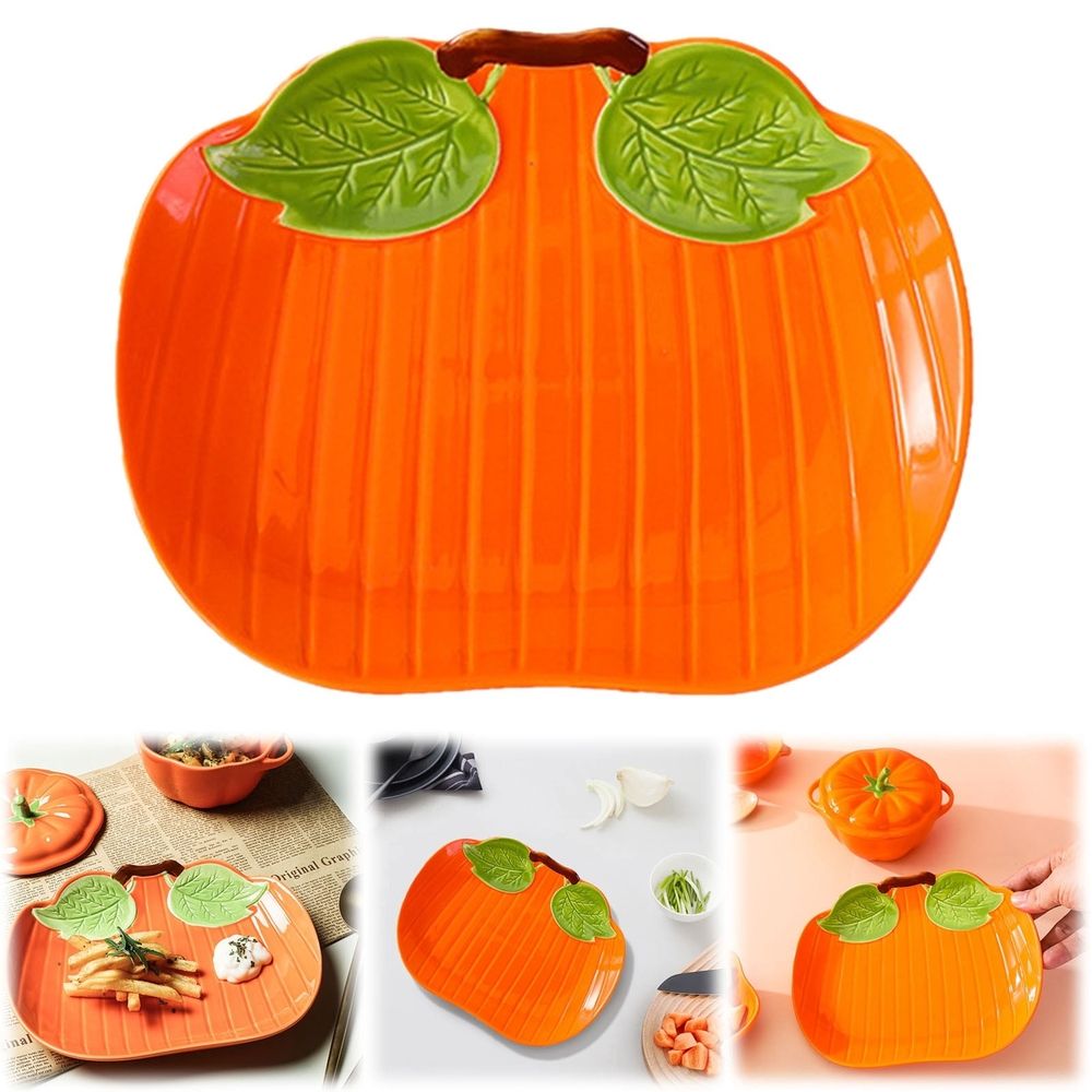Pumpkin Ceramic Plate, Fall Themed Tableware, Pumpkin Candy Dish, Harvest Bowl Set, festive Serving Platter, Autumn Table Decor, for Kitchen Dining and Holiday Party Serving