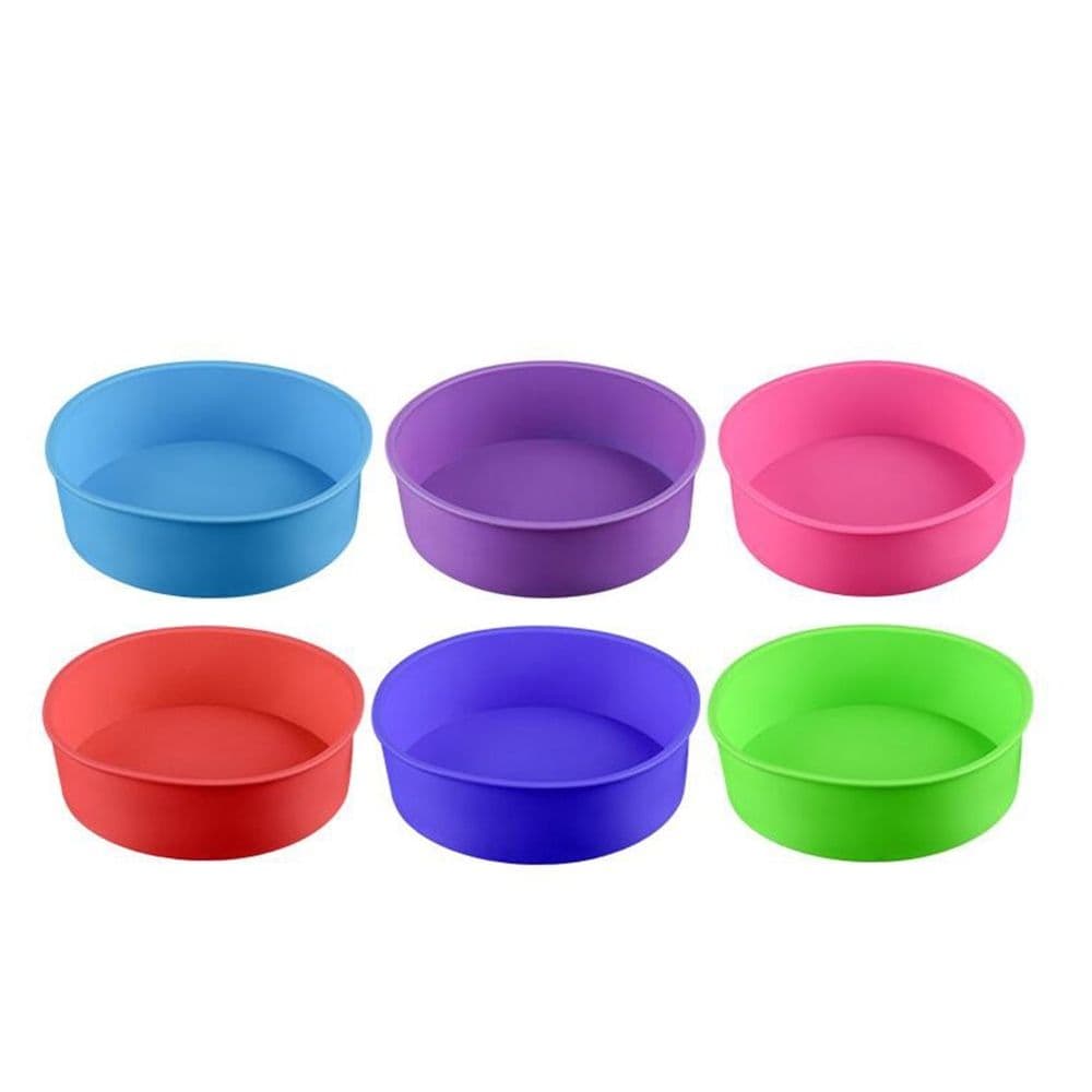 6-Inch Round Silicone Cake Pan Non-Stick Bakeware Mold for Baking Cakes, Desserts, Pastries - , Flexible, Random Color