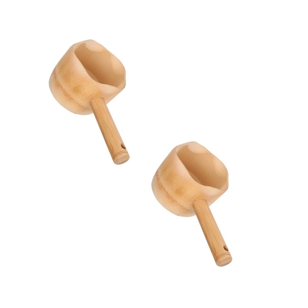 Bamboo Water Ladle Yellow Multipurpose Home and Outdoor Use 2Pcs