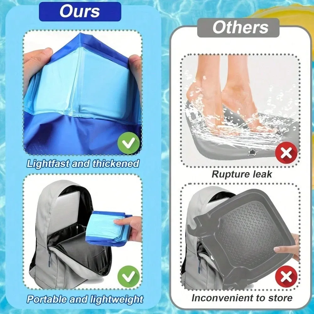 Rain Pool Foot Bath inflatable Free and Foldable Foot Soaking Bath Basin Portable For Pool Entry Swimming Pools Above Ground Essentials Swimming Pool Clean Feet Accessories Blue
