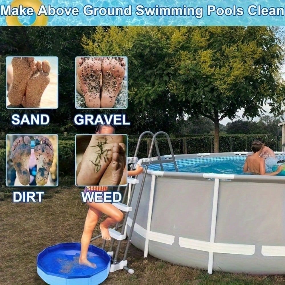 Rain Pool Foot Bath inflatable Free and Foldable Foot Soaking Bath Basin Portable For Pool Entry Swimming Pools Above Ground Essentials Swimming Pool Clean Feet Accessories Blue