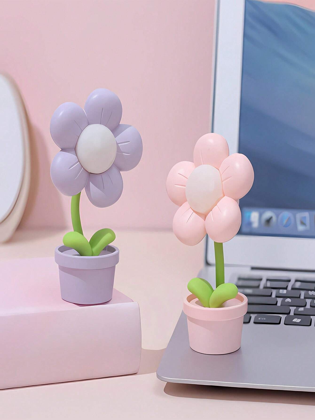 1PC New Fashionable Mini Flower Night Light – Cute Atmosphere Bedside Lamp, Creative Desktop Decor, Gift, Home Decor, Holiday Gift, Cartoon Ornament(Yellow)