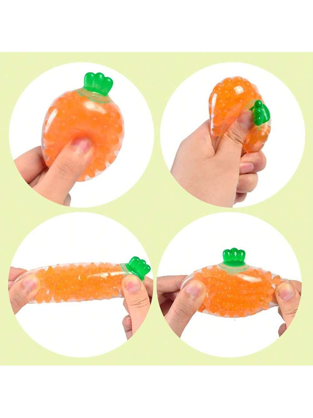 5Pcs Carrot Shaped Squeeze Stress Relief Ball – Elastic Fruit Squeeze Toy for Adults, Vase Filler, Easter Egg Basket Filler