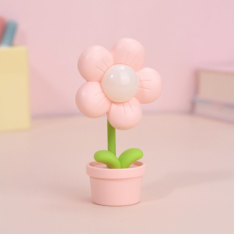 1PC New Fashionable Mini Flower Night Light – Cute Atmosphere Bedside Lamp, Creative Desktop Decor, Home Decor, Holiday Gift, Cartoon Ornament(Pink)