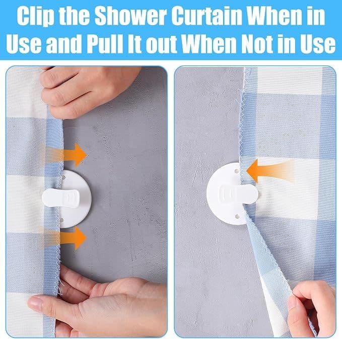 8 Pcs Shower Splash Guard Clip Shower Curtain Clips Windproof Self Adhesive Bathtub Curtains Holder Liner Clips for Home Inside Splash Water Wall