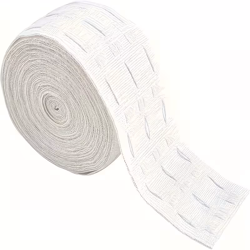 11 Yard x 3 Inch Wide Curtain Pleat Header Tape White Detachable 100% Polyester Curtain Heading Deep Pinch Tape Accessories Ribbons Pull for Window Treatments Making Pleated Curtains