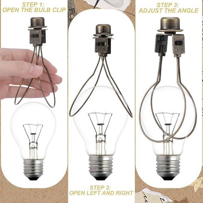 2 Pcs Antique Bronze Lamp Shade Clip Adapter, Bulb Light Shade Replacement with Finial and Levellers