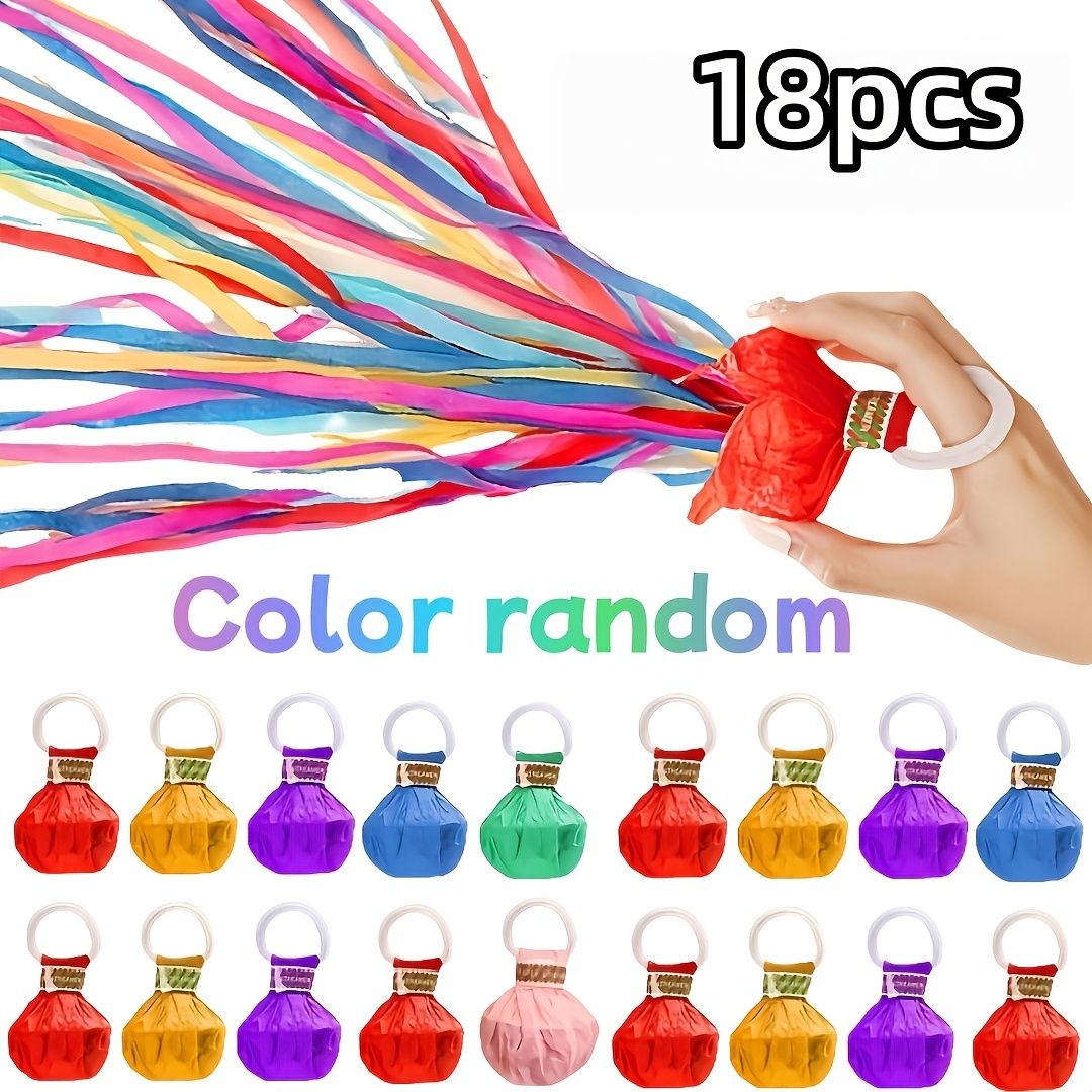 18-Color Paper Confetti Popper Handheld Streamers, for Birthday, Wedding, Graduation, Halloween, Christmas Parties, Indoor/Outdoor Decor, Lightweight, 18pcs Colorful