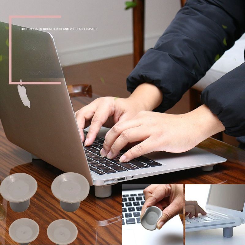 Set of 4 Portable Cooling Pads for Notebooks, Anti-Slip Mats & Stands, Laptop Cooling & Stability Support, Fits 10-13 Inch Laptops