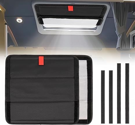 16×16 Inch RV Skylight Cover, Black Fabric Sunshade Insulator for Camper Roof Vent