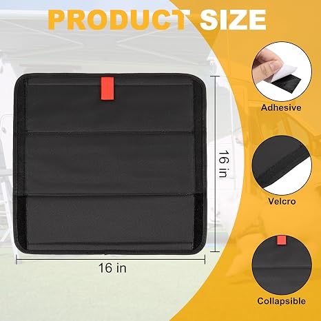 16×16 Inch RV Skylight Cover, Black Fabric Sunshade Insulator for Camper Roof Vent