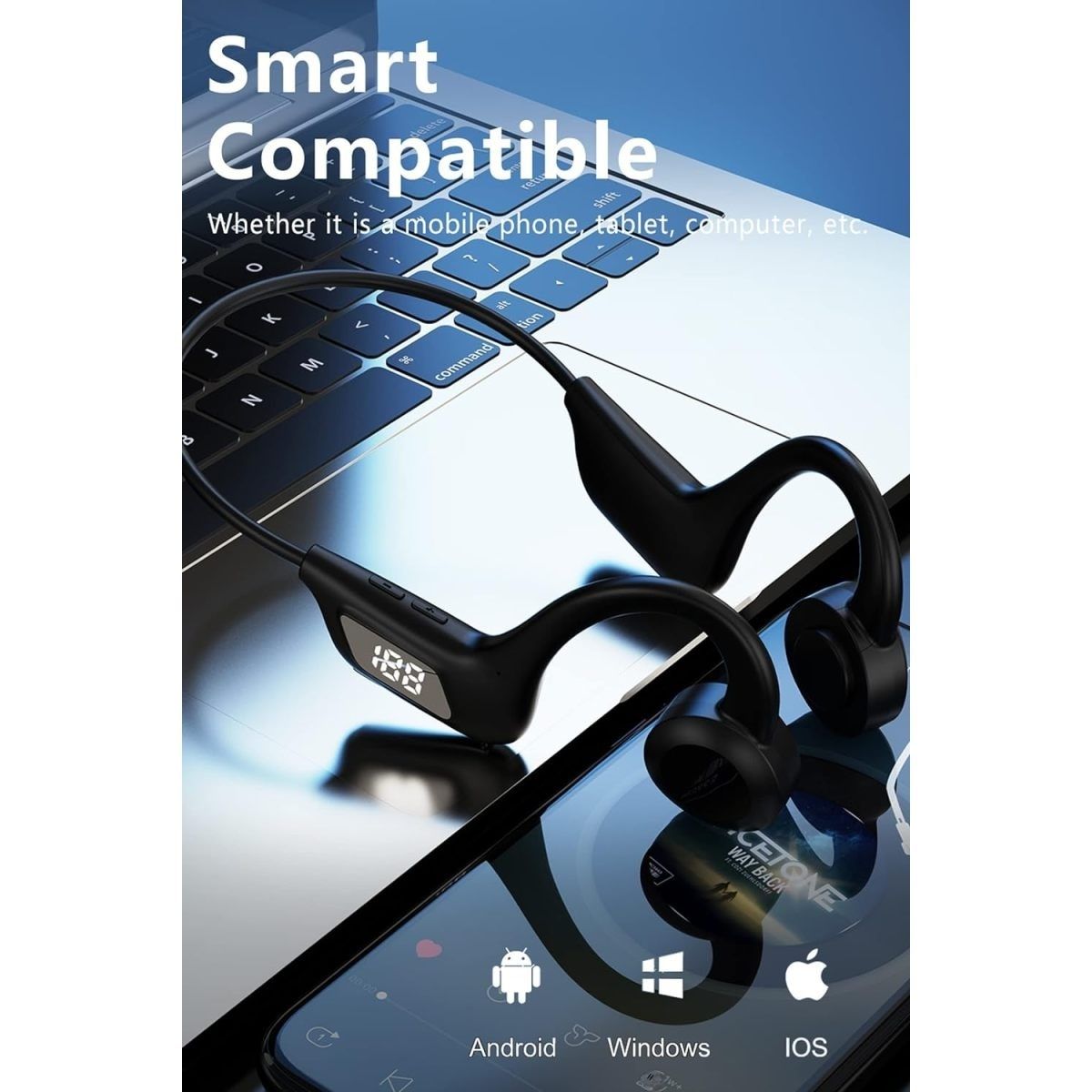 Open Ear Headphones Wireless Bluetooth Air Conduction Earbuds for Running Workout Cycling Over The Ear Headphones Waterproof