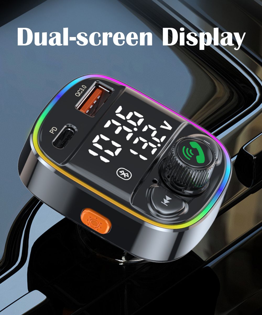 Bluetooth Car Adapter, Wireless Handsfree Call, Plug for FM Transmitter Radio Receiver, Card & Music Player