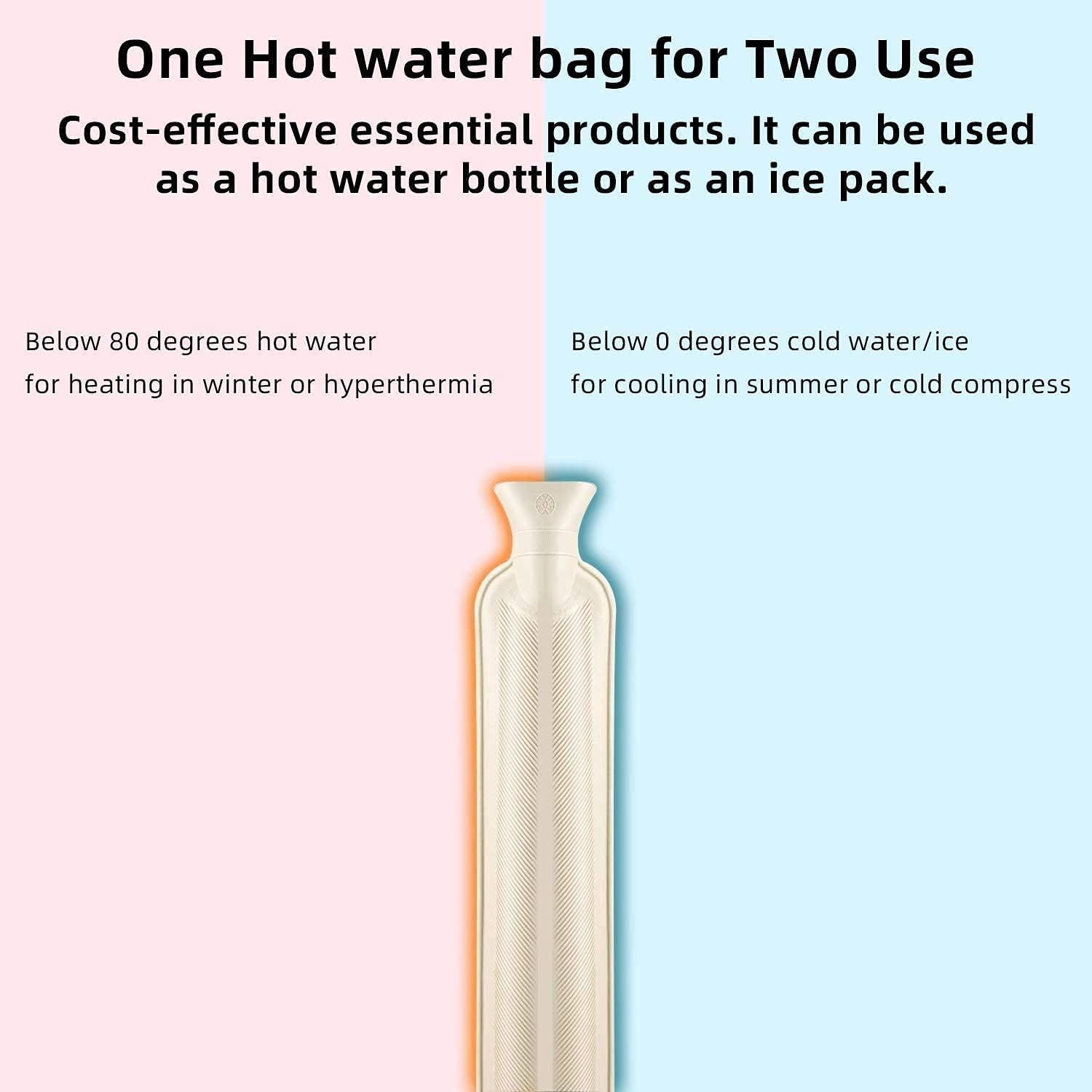 Hot Water Bottle with Soft Cover(2 Liter) Classic Hot Water Bag for Pain Relief, Neck, Shoulders and Knee, Feet Warmer, Rheumatism