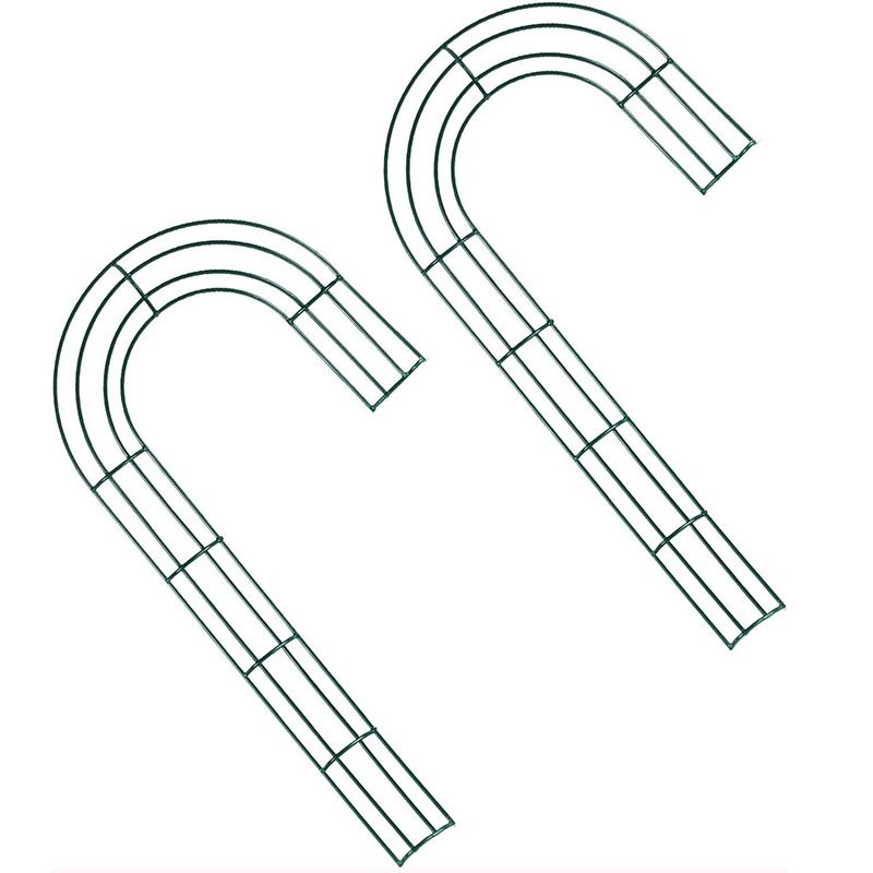 2 Pieces 12 Inch Candy Cane Shaped Wire Wreath Frame Metal Flower Wreath Frames Making Rings for Christmas Valentines Party
