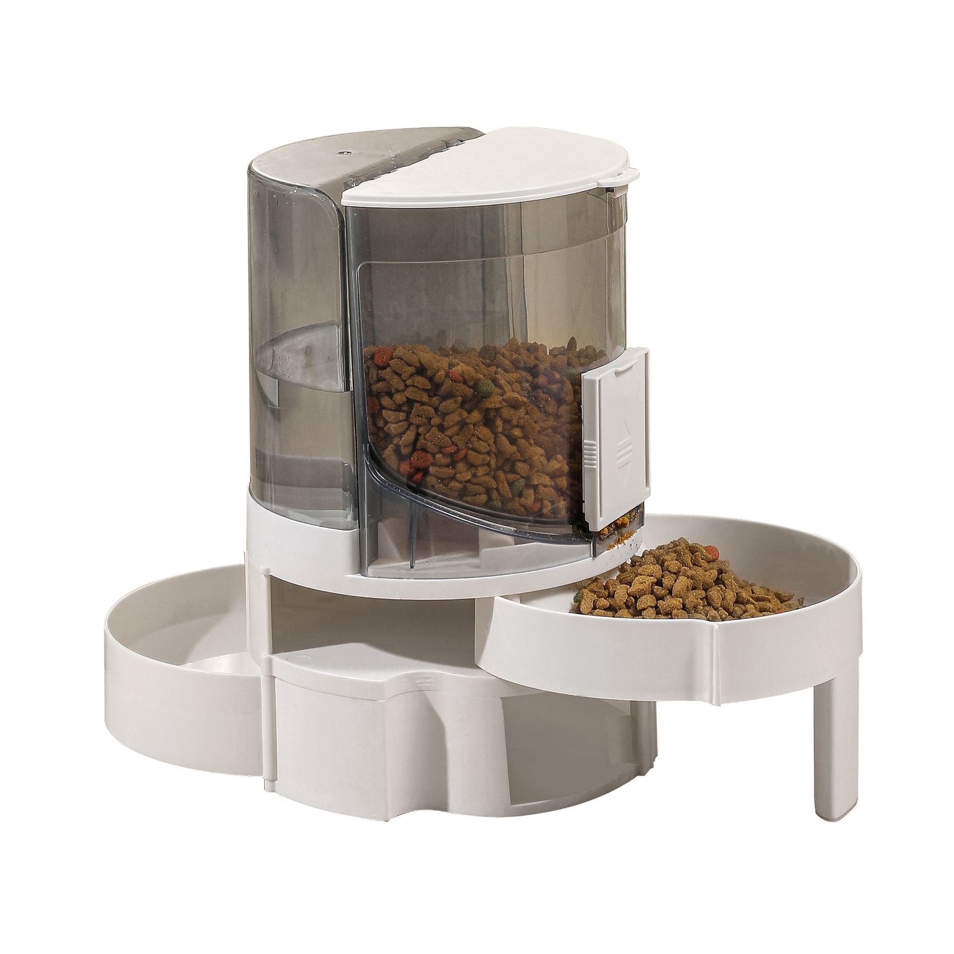 Pet Water Food Dispenser, 2 in 1 Large Capacity Translucent Automatic Cat Water Food Dispenser Pet Feeder Waterer for Puppy Dog(Grey)