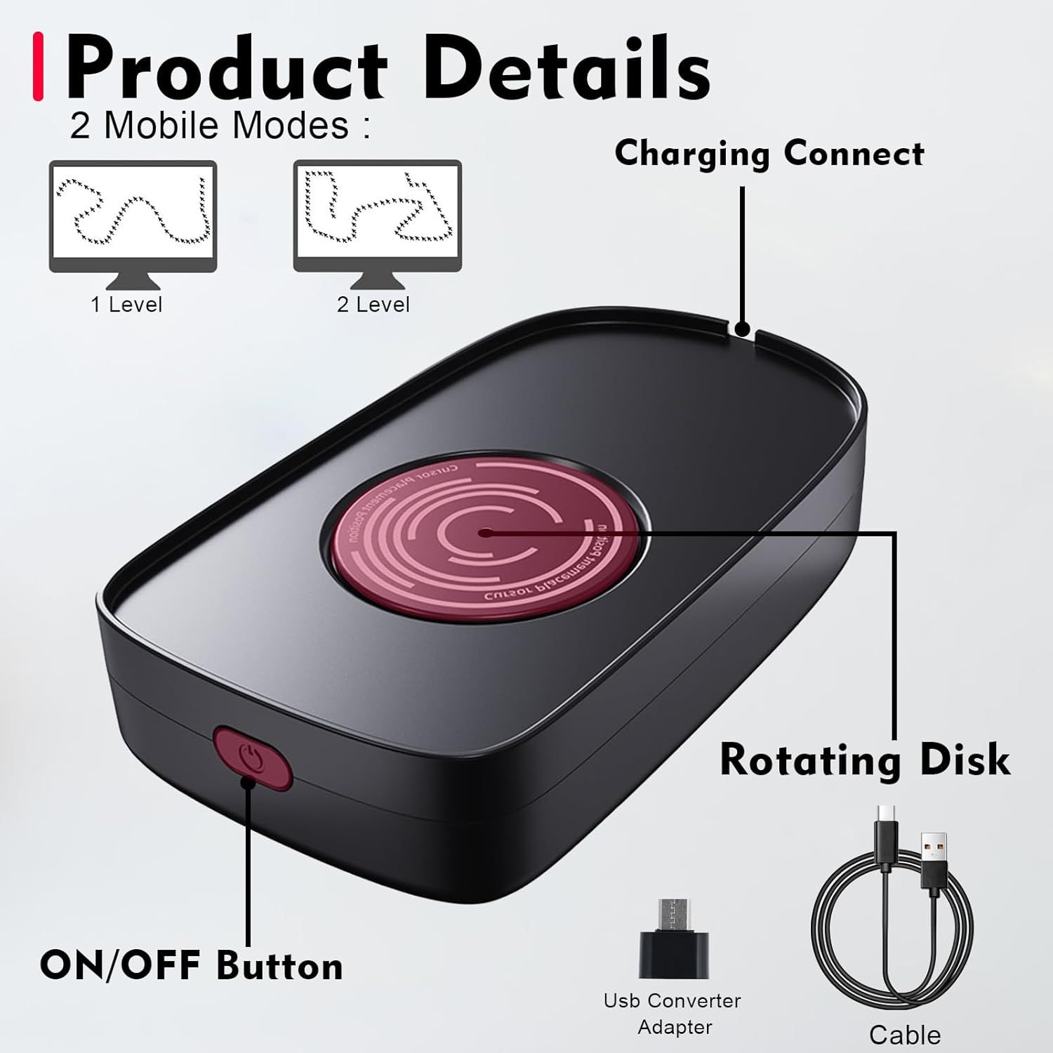 Mouse Mover Device Undetectable with Drive Free USB Cable and 5V1A Adapter, Ultra-Silent Simulates Realistic Movement Mice Mover