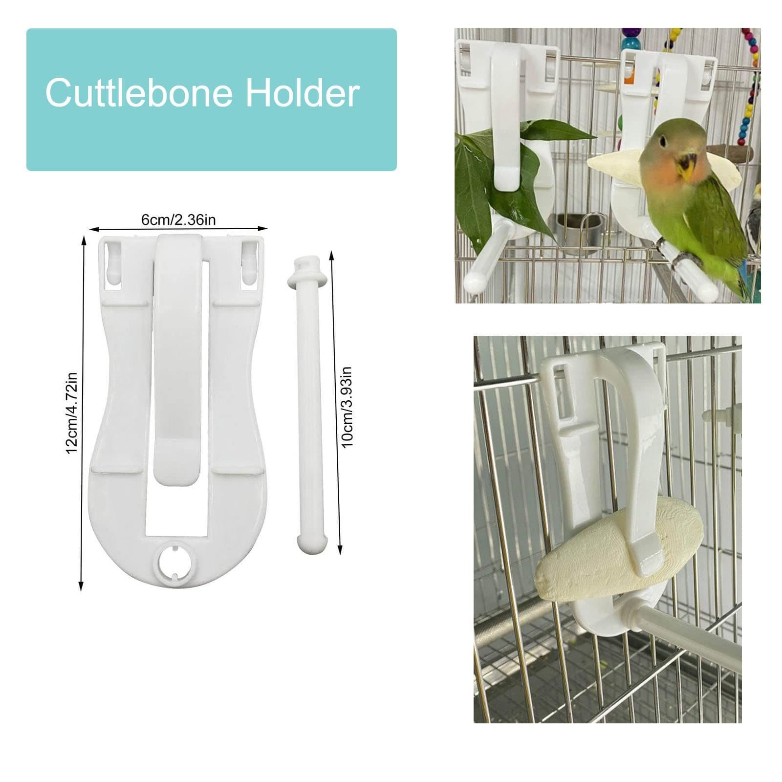 Cuttlebone Holder for Birds Cage 2 Pack with Perches Stand White