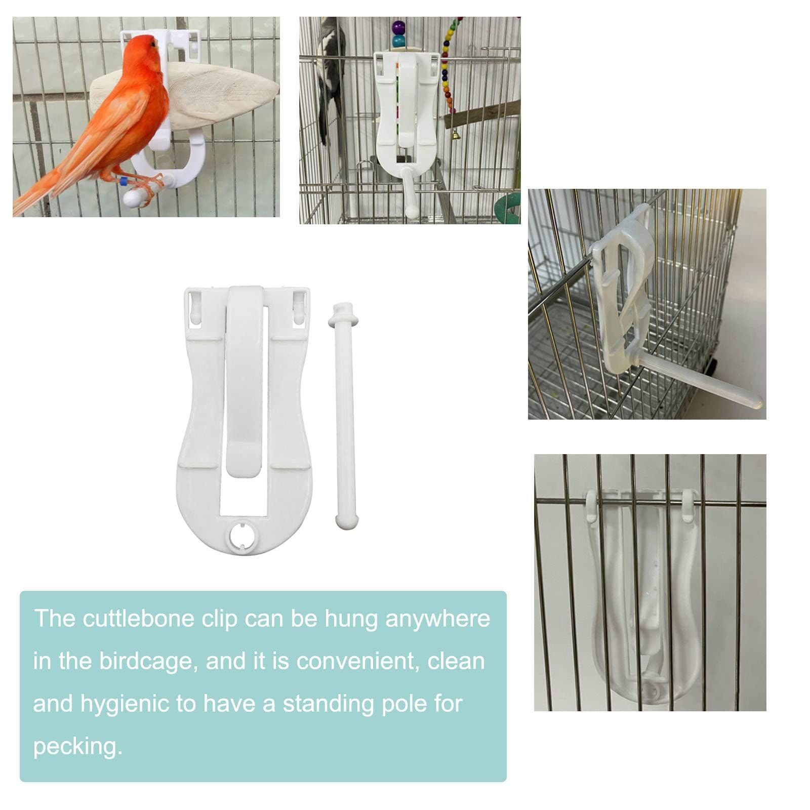 Cuttlebone Holder for Birds Cage 2 Pack with Perches Stand White