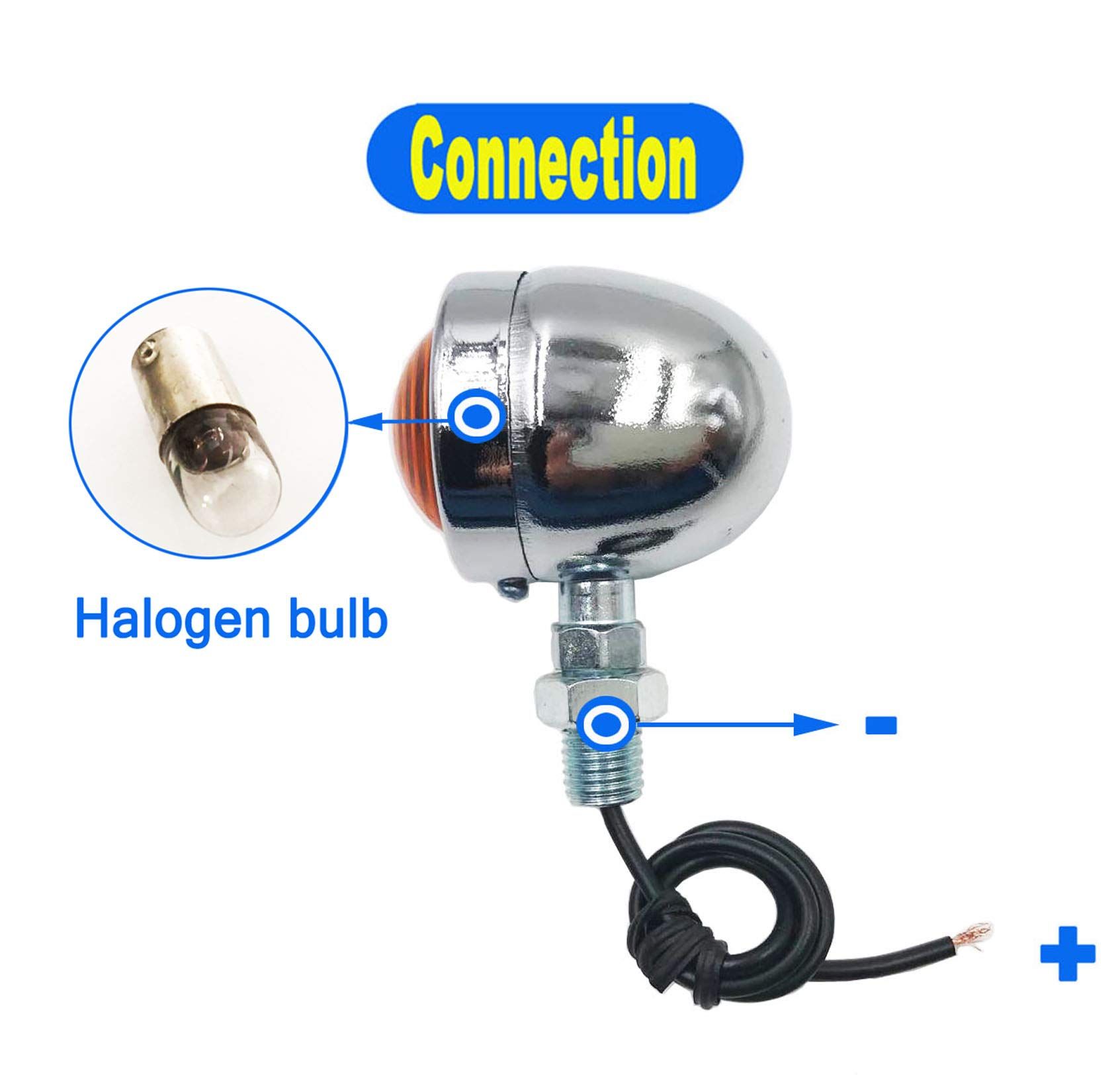Universal Motorcycle Turn Signals Bullet Blinker Indicator Lights Amber Lamp Light for Chopper (1 PAIR) (SILVER)