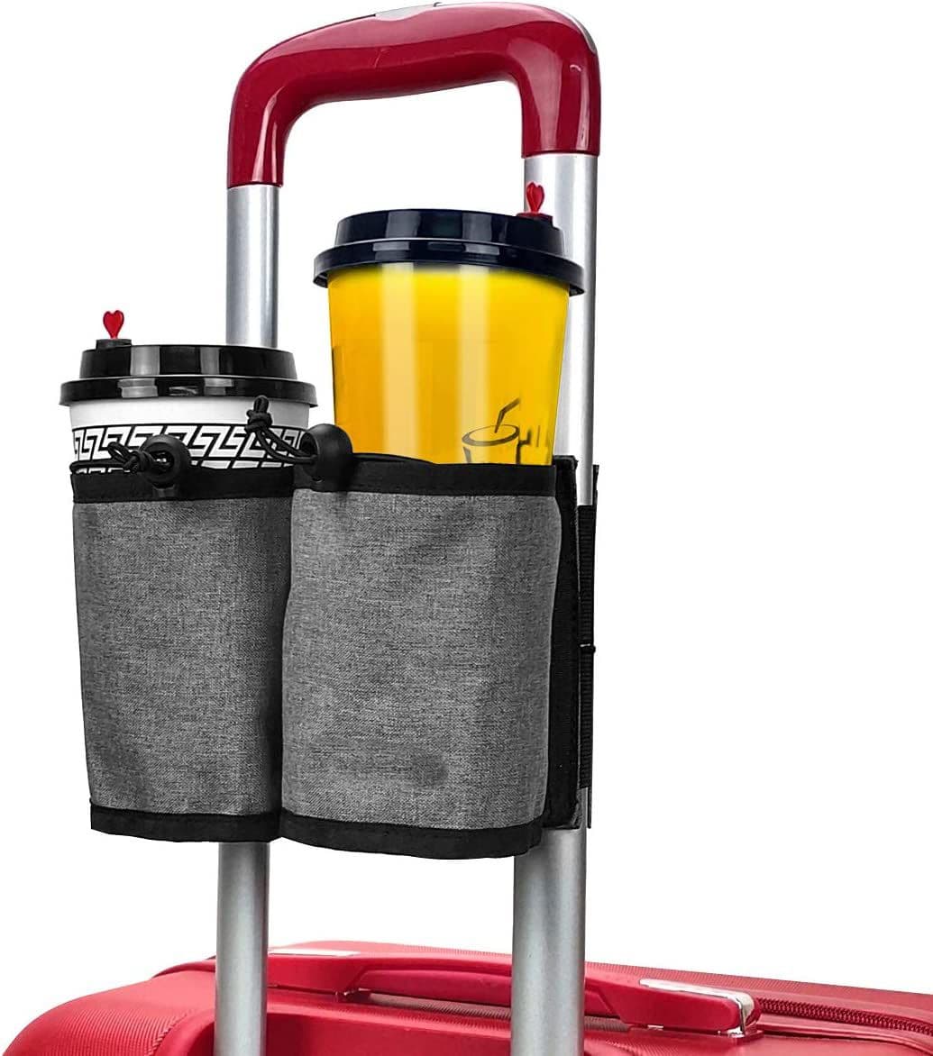 Luggage Trolley Bag Drink Storage Holder Fits All Luggage Handles Grey
