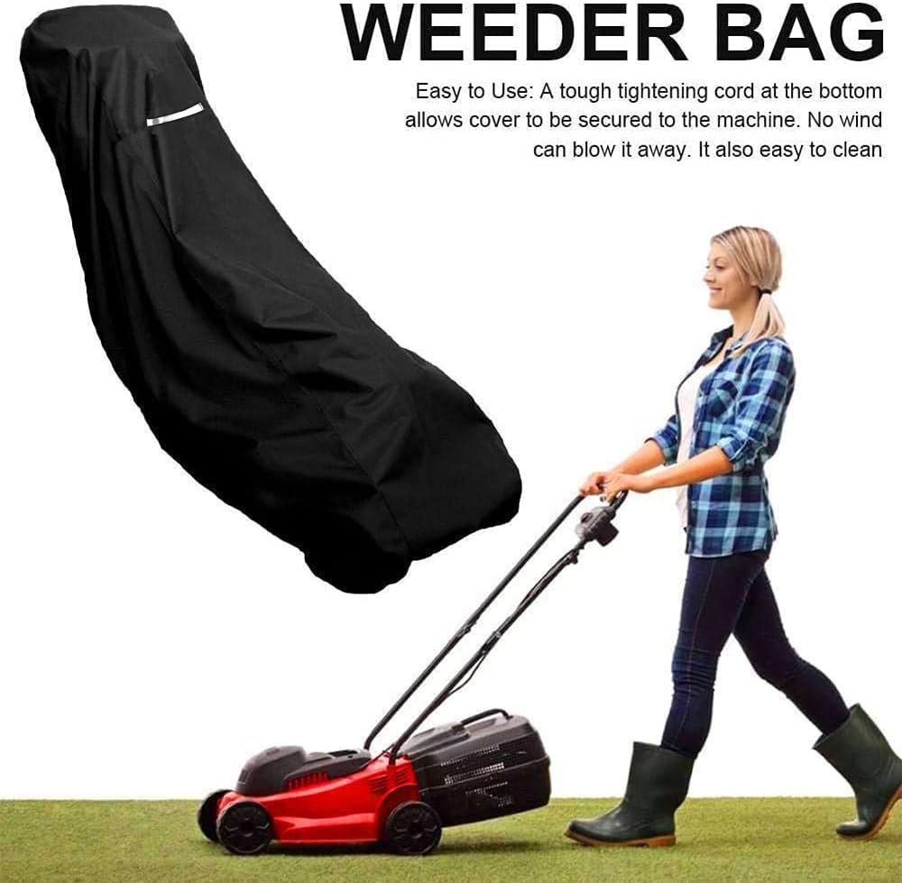Polyester Push Lawn Mower Covers Waterproof, UV Protection Outdoor Lawnmower Cover Universal Fit with Drawstring Black