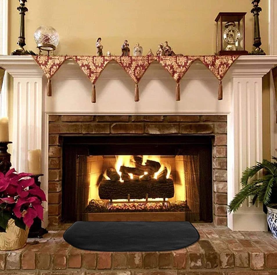 Fire Resistant Mat for Fireplace,Pads for Wood Stove, Black Floor Protector Rug for Outdoor BBQ Smoker