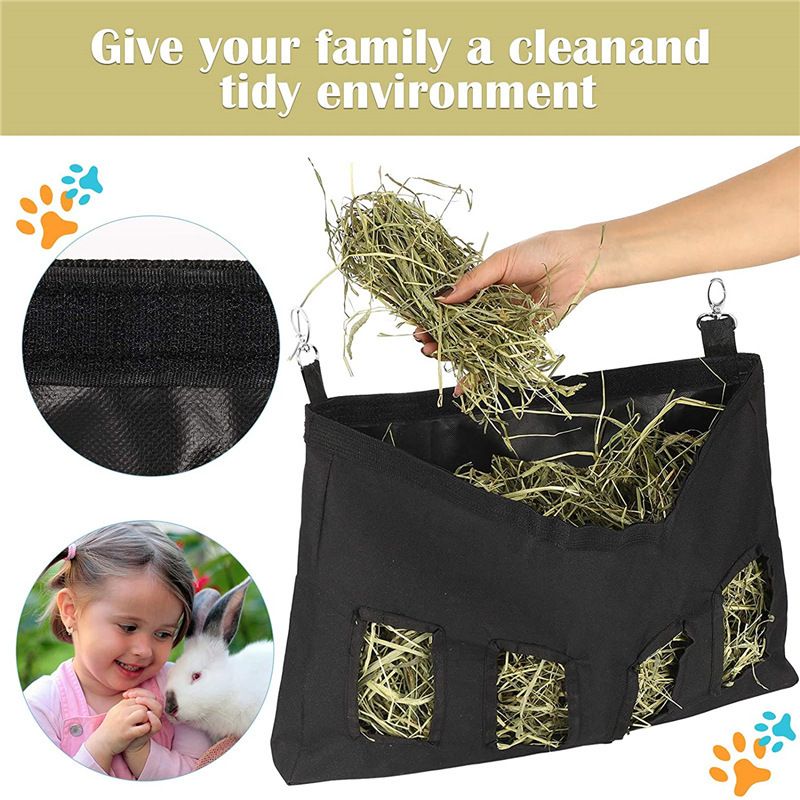 Rabbit Hay Feeder Bag, Guinea Pig Hay Feeder Storage, Rabbit Hay Bag, Hay Bag Hanging Feeder for Rabbit Guinea Pig