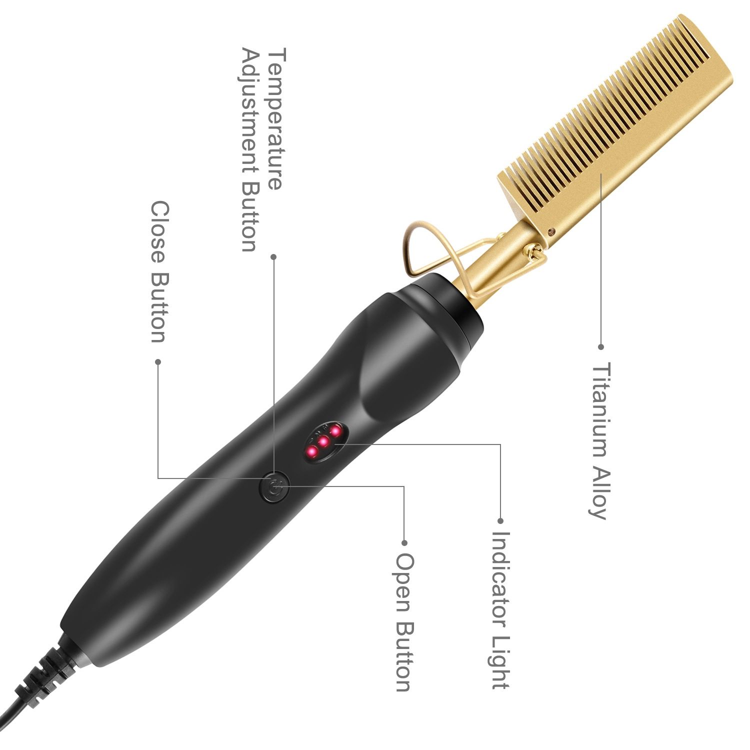Hot Comb Hair Straightener Comb, Electric Heating Straighten Comb, Anti-Scald Pressing Heated Comb for Men, Wet and Dry Hair