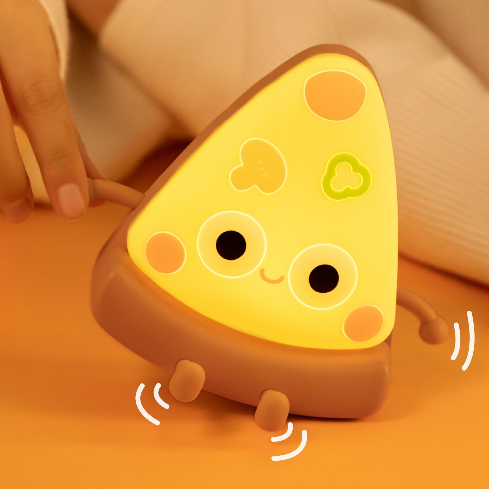 Cute Pizza Night Light, Soft Silicone Pizza LED Touch Lamp for Kid, Nursery Portable Nightlight with Dimmable Timer, Bedroom