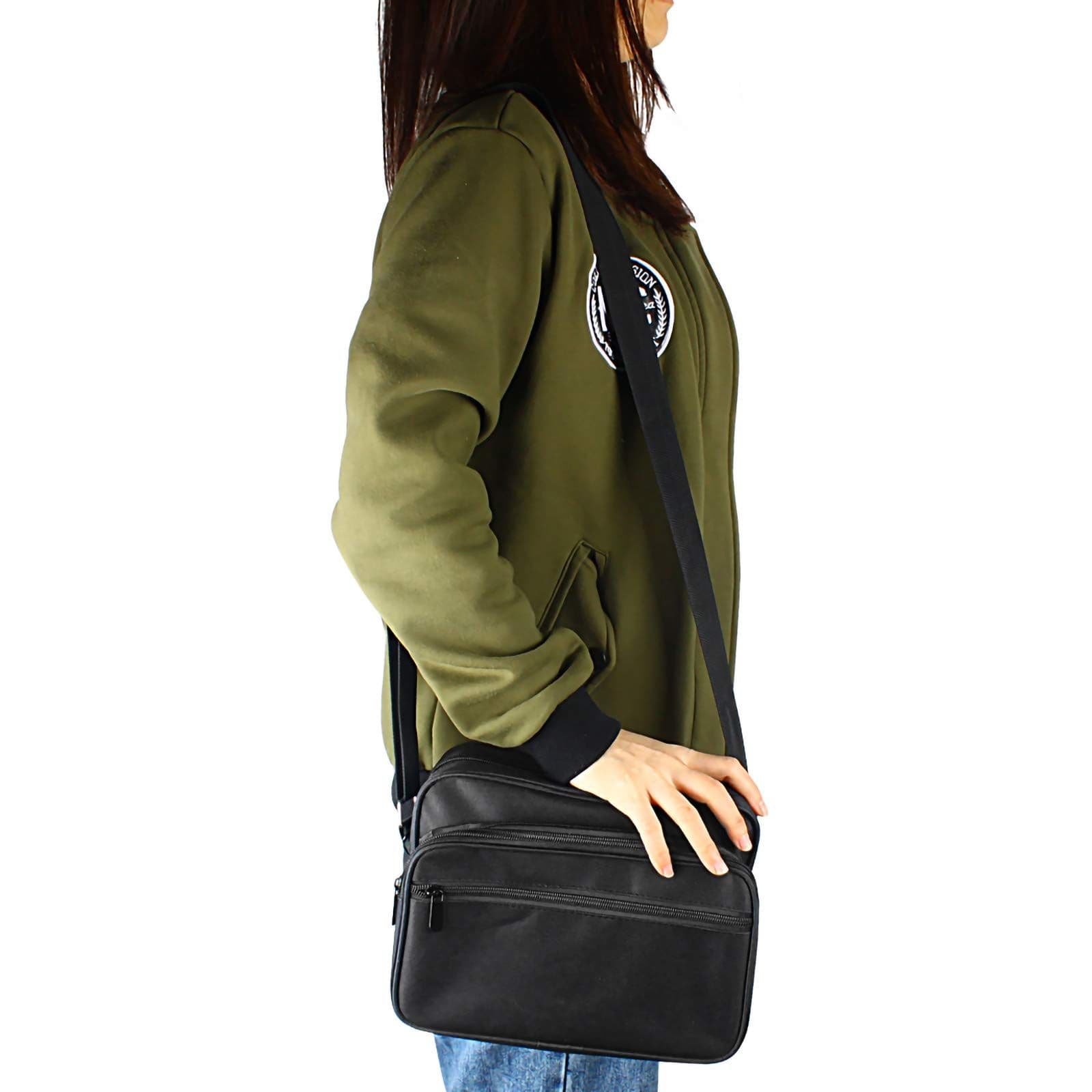 Canvas Tool Bag Multi-compartment Adjustable Shoulder Strap Black